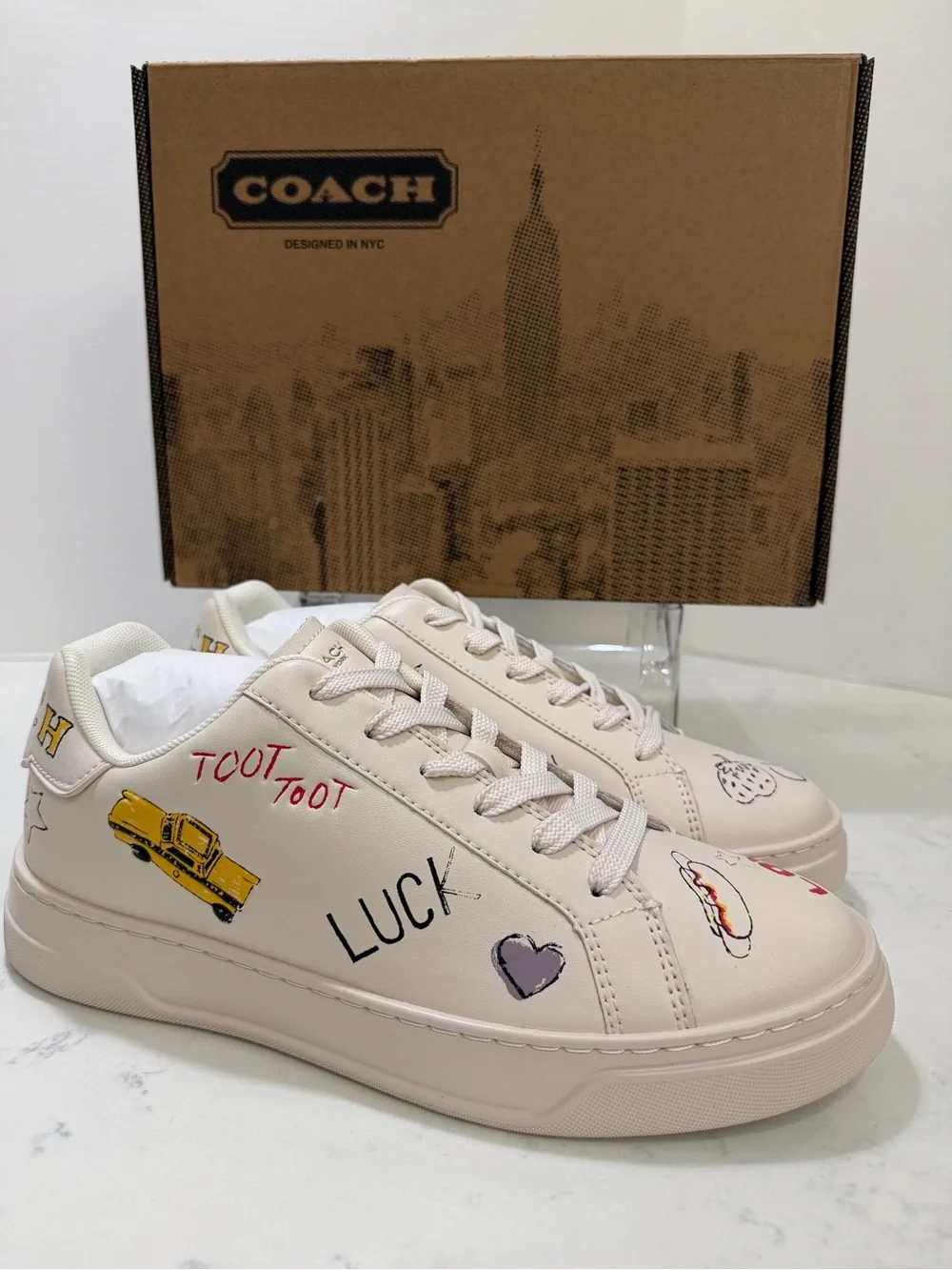Coach cream graphic 'New York Big Apple' sneakers